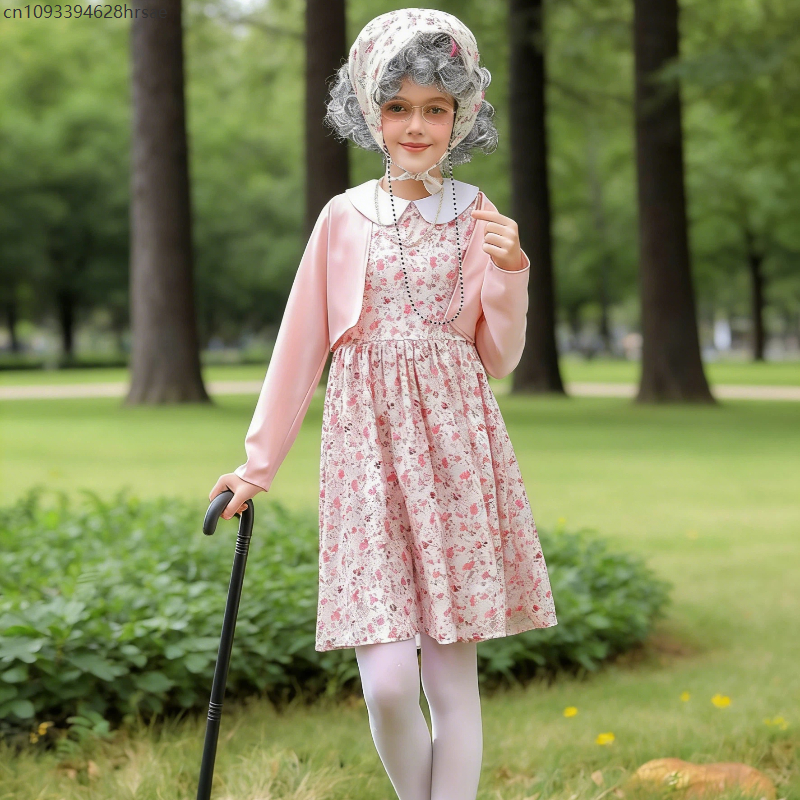 カーニバルランファンおかしい衣装 100 日の学校老婦人コスプレ服おばあちゃんスーツ世界本の日ステージパフォーマンスのための niño