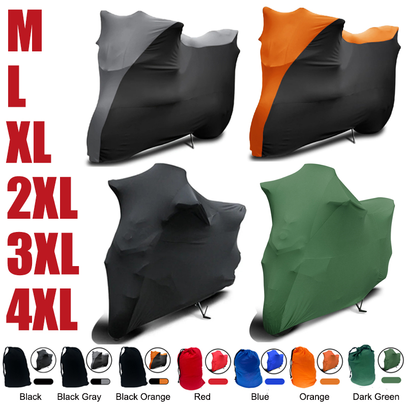 M-4XL ユニバーサルオートバイカバーストレッチ防塵日焼け防止屋内太陽防塵スクラッチプルーフバイクスクーター用弾性生地