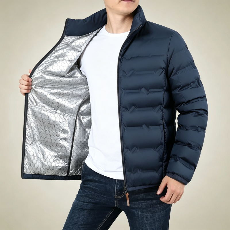 Graphene Self-heating Parka Jackets Men Solid Windproof Cotton Down Jackets Man Stand Collar Parkas Winter Padded Down Coat Male