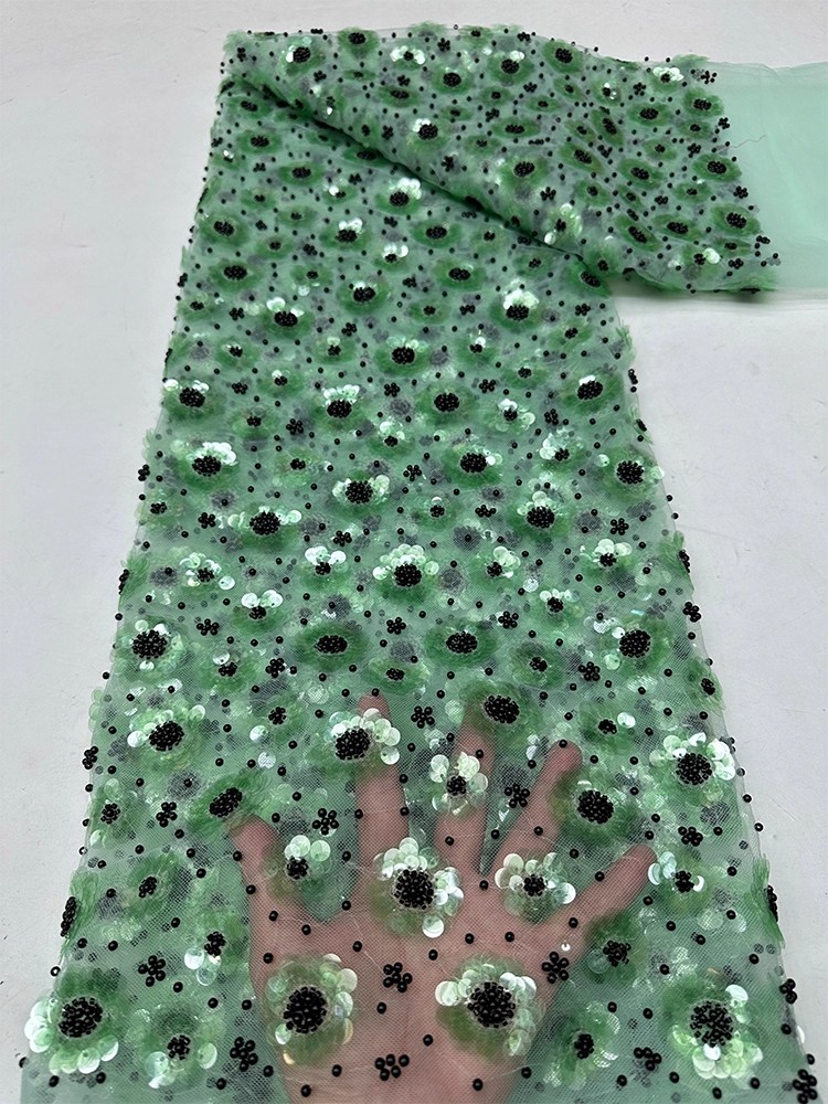 1 ヤード新しい花スパンコール刺繍テラガーゼ生地ドレスチャイナ生地パッチワーク用