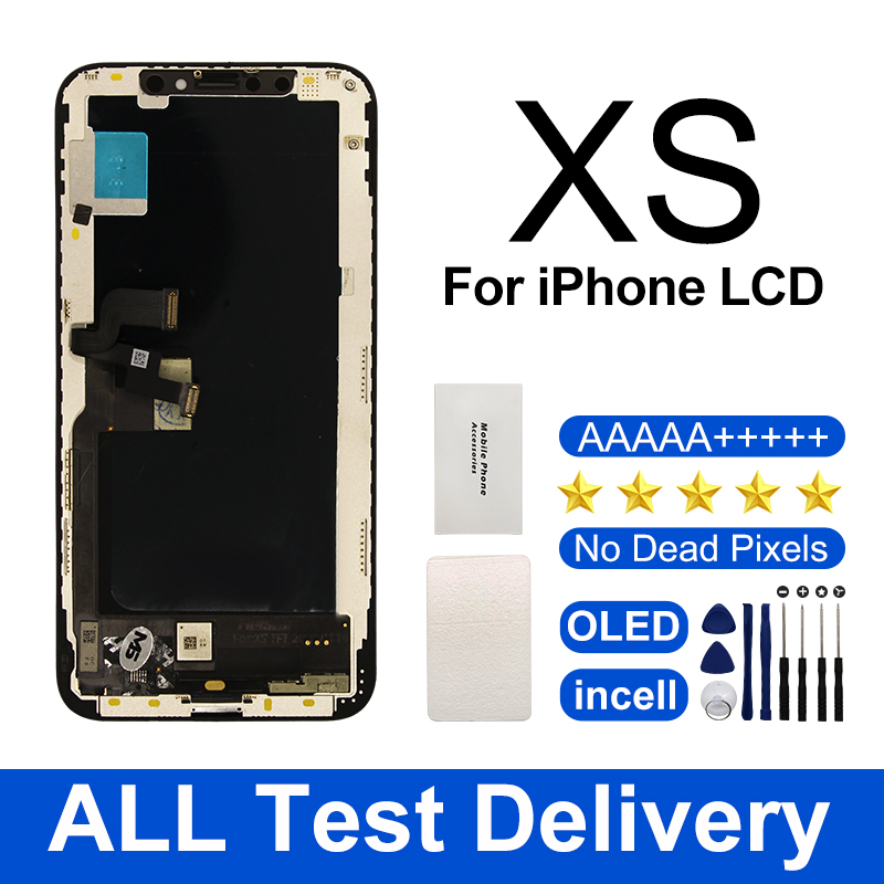 AAA OLED LCD iPhone XS ディスプレイ 3D タッチデジタイザアセンブリ付きデッドピクセルなし XS 液晶画面交換ディスプレイ