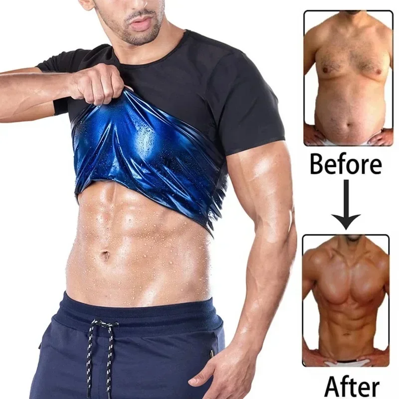男性汗サウナ Tシャツウエストトレーナー痩身スーツボディシェイパーシェイプウェアコルセット下着ベリーコントロールフィットネス脂肪燃焼トップス