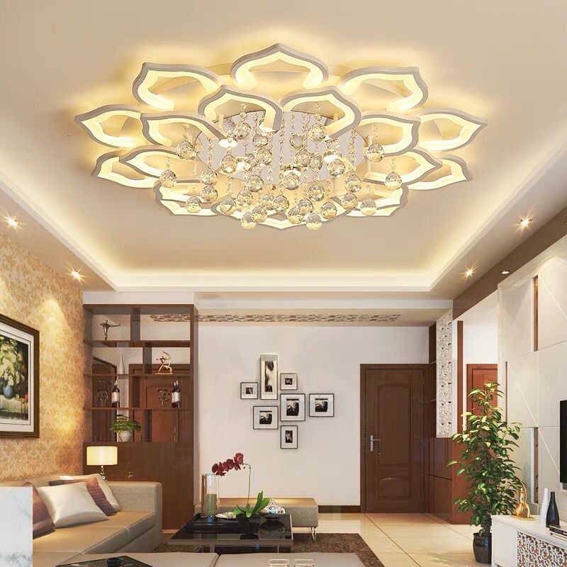 現代のクリスタルシャンデリア天井シャンデリア用リビングルームランプ寝室キッチン光沢屋内照明LED器具ライト
