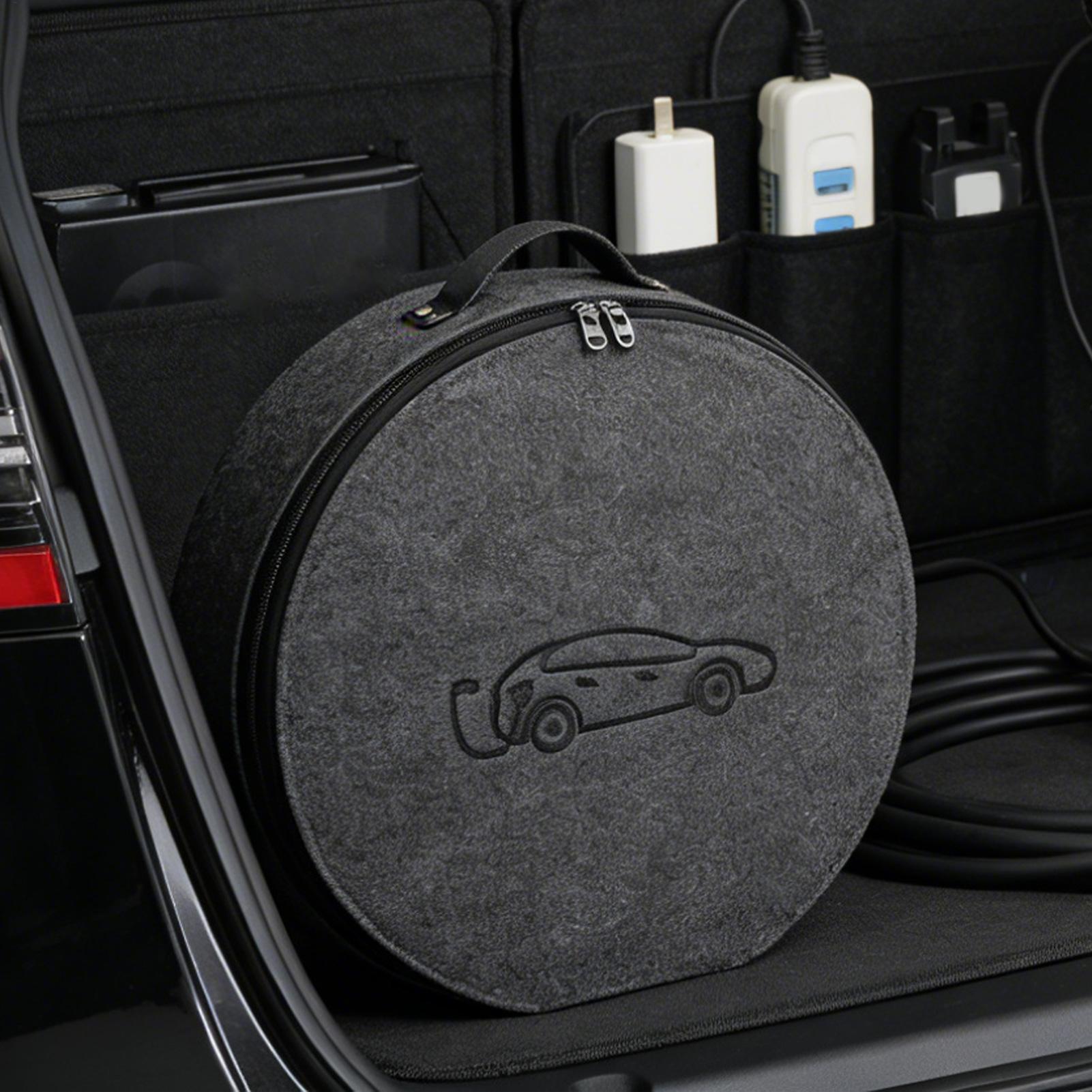 EV 充電器収納ケース フェルト電気自動車充電コード オーガナイザー ハンドル付きポータブル保護コード ポーチ