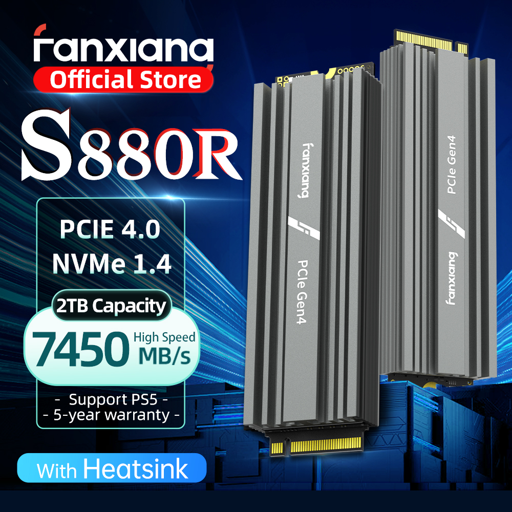 Fanxiang S880R 7450MB/s SSD NVMe M.2 2280 4TB 2TB 1TB 内部ソリッドステートハードディスク、ヒートシンク付き SSD ドライブ PS5 PC ラップトップ用
