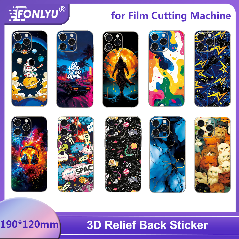 FONLYU 3D レリーフカラフルなバックスキンステッカー保護フィルム背面膜カバー携帯電話用ヒドロゲルフィルム切断機