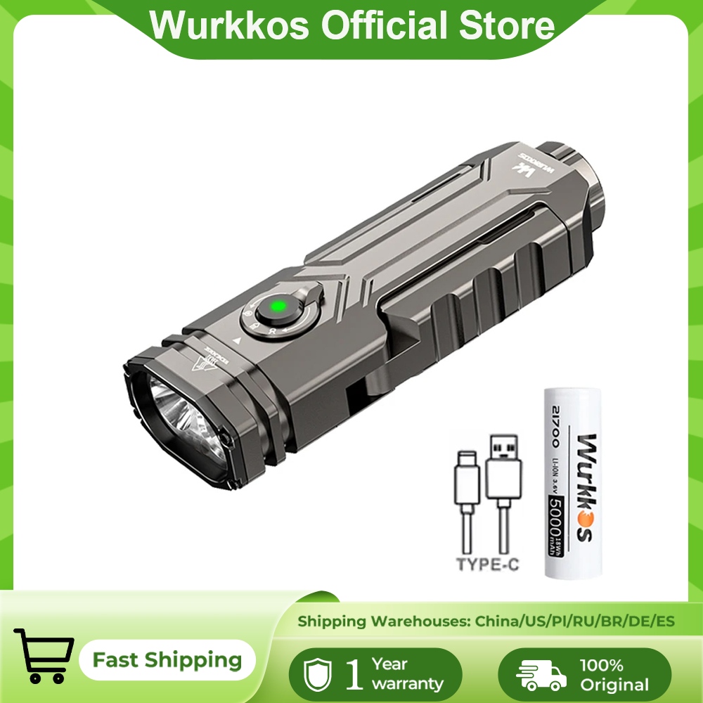 Wurkkos HD02 懐中電灯 21700 充電式バッテリー USB ポータブルキャンプ緊急車修理磁気懐中電灯 3200 ルーメン