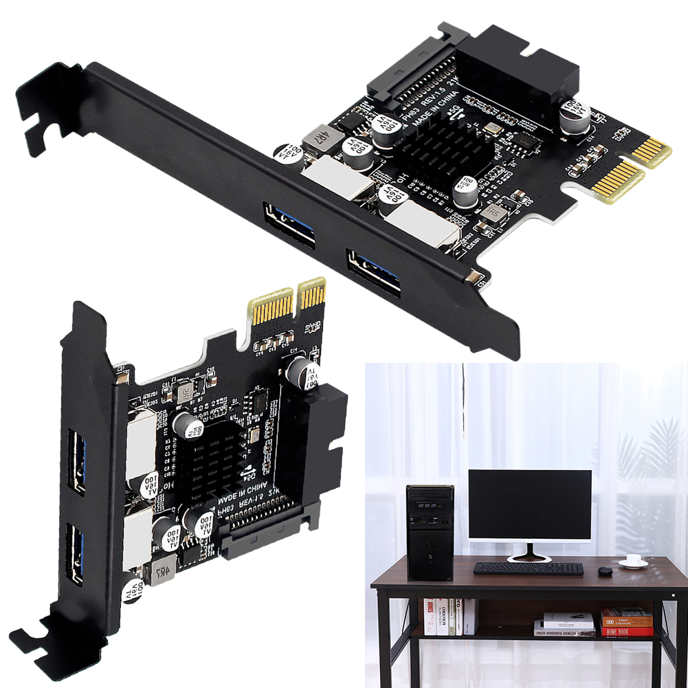 USB 3.0 PCI-E拡張カード SATA 15ピン電源ポート USB3.0ハブ 19ピン/20ピンフロントパネル PCI-E - USB拡張カード（デスクトップPC用）
