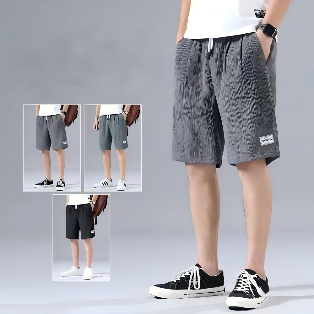 アイスシルクショーツメンズ薄型スポーツクロップドパンツルーズストレートレッグクール通気性新しいファッショントレンドカジュアルXL-XXXL
