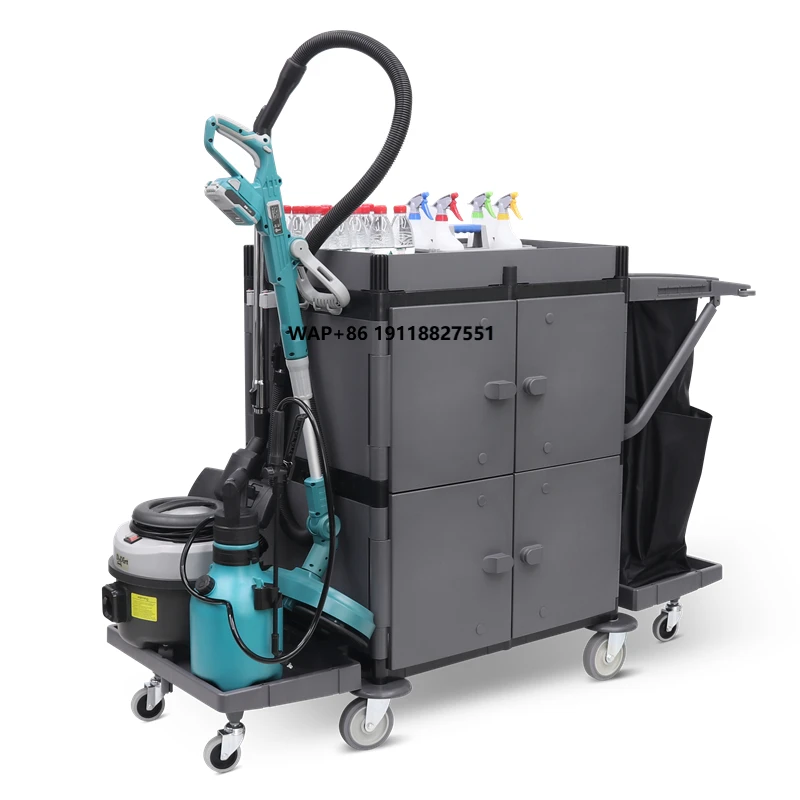 IPC メンバー CT プロフェッショナル クリーニング カート Pp ハウスキーピング ランドリー リネン メイド カート トロリー 真空ホルダー付き