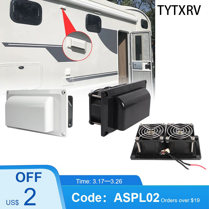 TYTXRV キャラバンアクセサリー DC12V 6 ワットレンジフード排気ファン黒/白ベントクイック排気油吸引キッチンベントキャンピングカー用