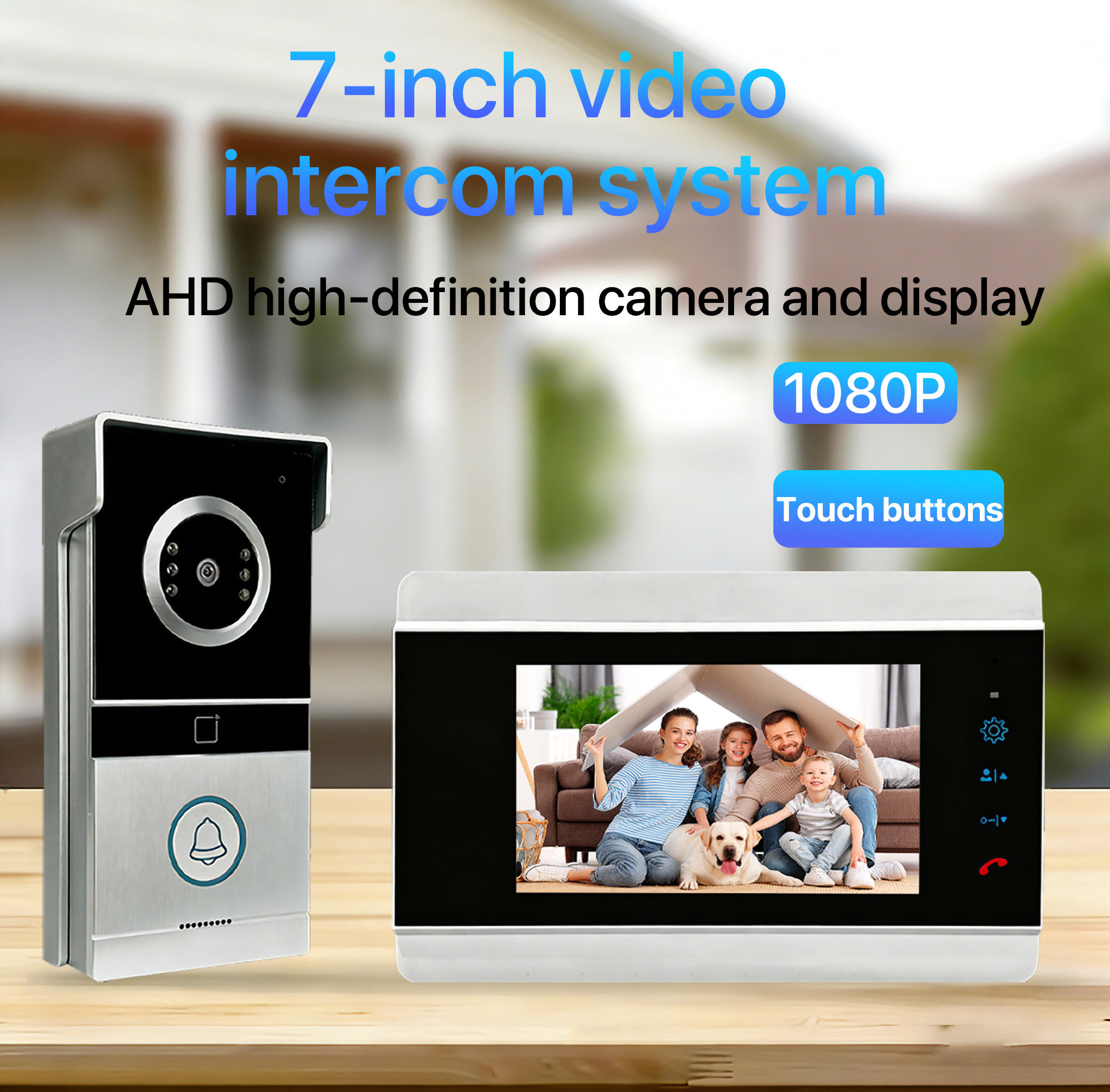 7 インチ 1080P HD ビデオドアベルインターホンシステム RFID カードロック解除 4 線式ホームインターホンナイトビジョン AHD カメラヴィラ Se 用
