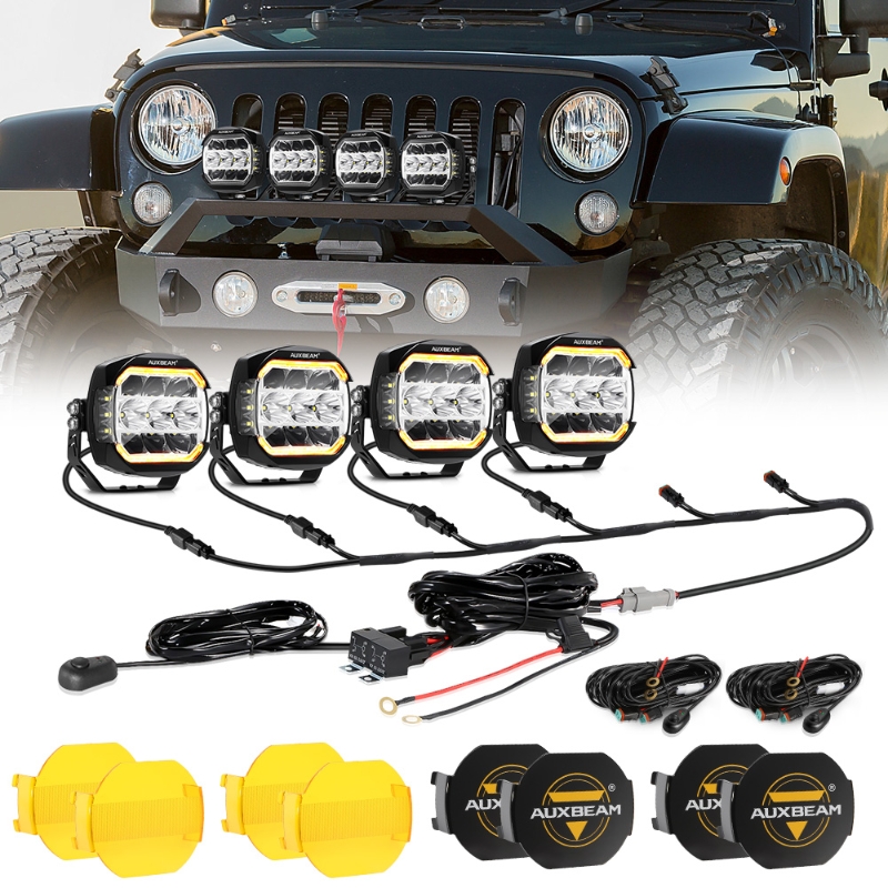 AUXBEAM 4/6 個 5 インチ 174W LED ドライビングライト ダブルシューター照明 ホワイト