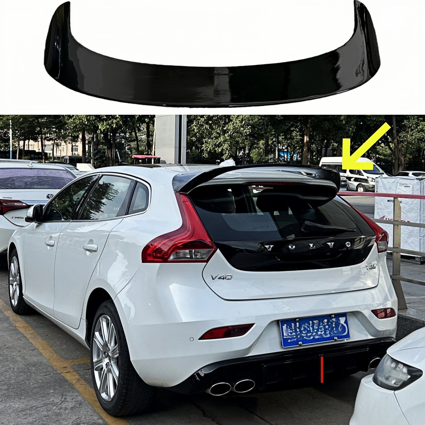 13-19 ボルボ V40 P80 車のリアトランクリッドスタイリングアクセサリー外装ステッカースポーツ尾翼プレート固定風リアスポイラー