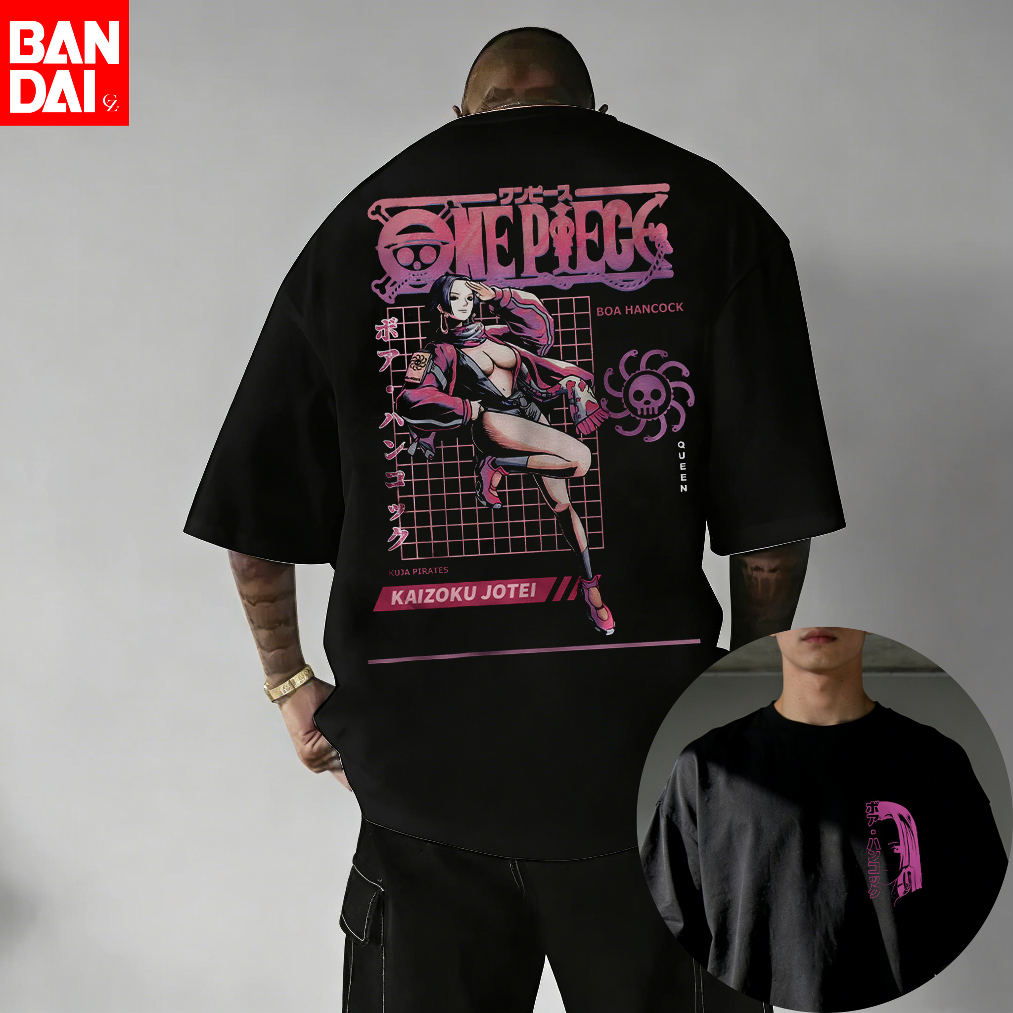 ワンピース 2026 夏メンズコットン Tシャツストリート特大半袖カジュアル日常着ボア・ハンコック九蛇海賊団女王