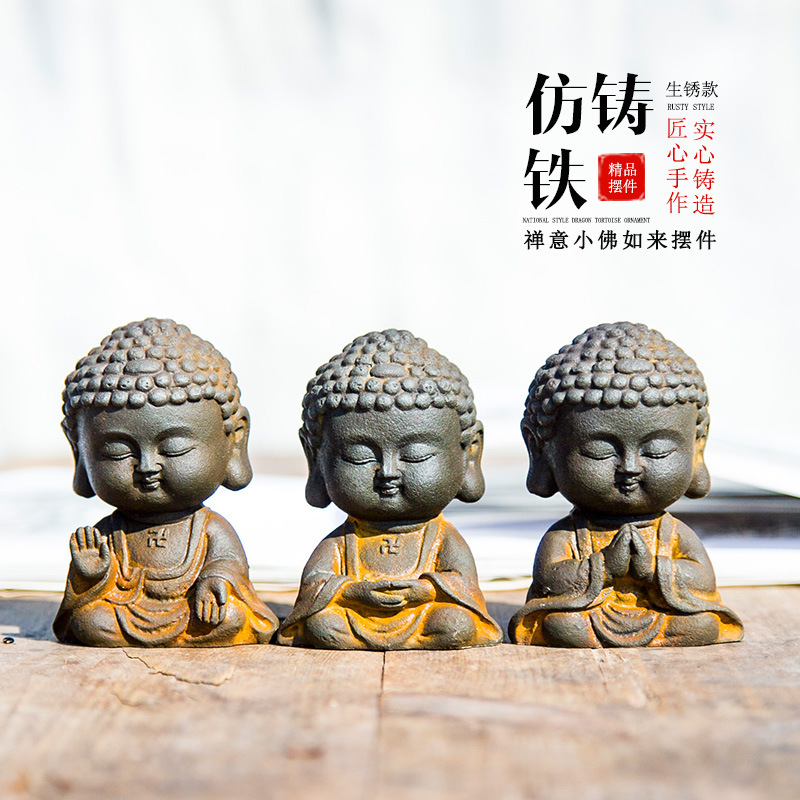 中国禅スタイル小仏デスクトップホームリビングルーム小さな装飾品茶ペットヴィンテージクラフト装飾ディスプレイ