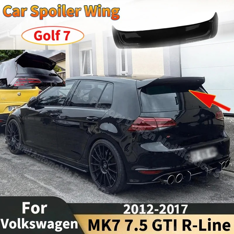 車のスポイラーウイングフォルクスワーゲンゴルフ 7 MK7 MK7.5 GTI R-Line 2012-2017 OSIR スタイルリアルーフトランクテールフィン蓋ガードボード部品