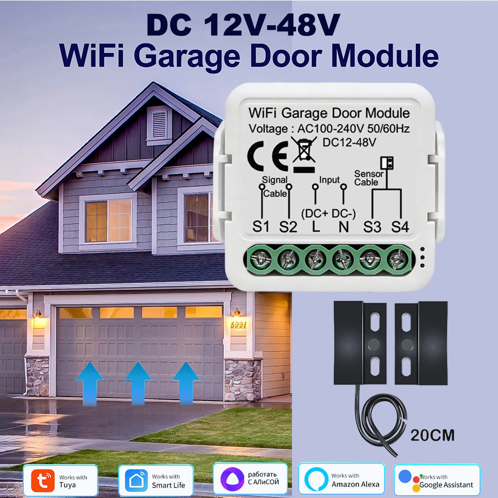 Tuya DC12-48V WiFi ガレージドアオープナー Zigbee ゲートコントローラースイッチモジュールタイマー、リモコン、Alexa Google で動作