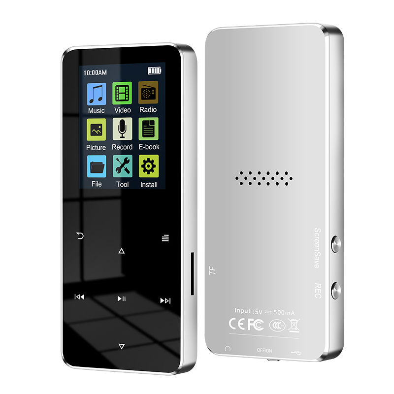 MP3 プレーヤー 2.0 ''メタル MP4 音楽プレーヤー HiFi Bluetooth 5.0 MP3 サポートカード内蔵スピーカー FM 目覚まし時計付き電子書籍プレーヤー