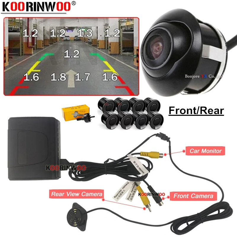 Koorinwoo 車 Parktronic スマートシステム駐車支援 8 レーダーカメラ音ブザーショー障害物 Android ラジオセンサーキット