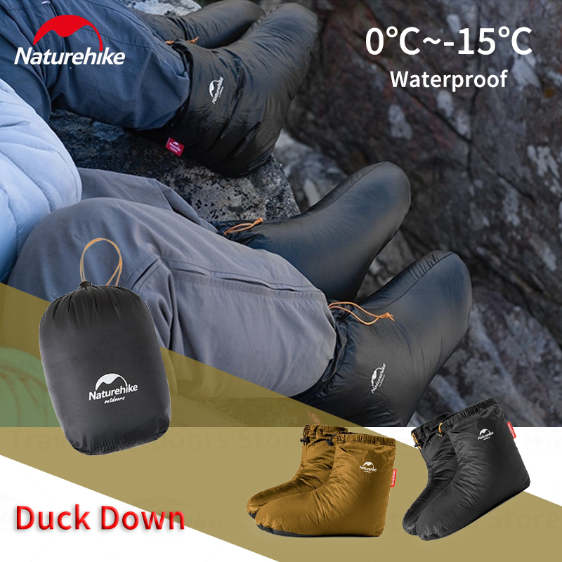 Naturehike アヒルダウン フットカバー 軽量 ユニセックス アウトドア キャンプ 旅行 フットシューズ 暖かい靴 防風 防水 4シーズン