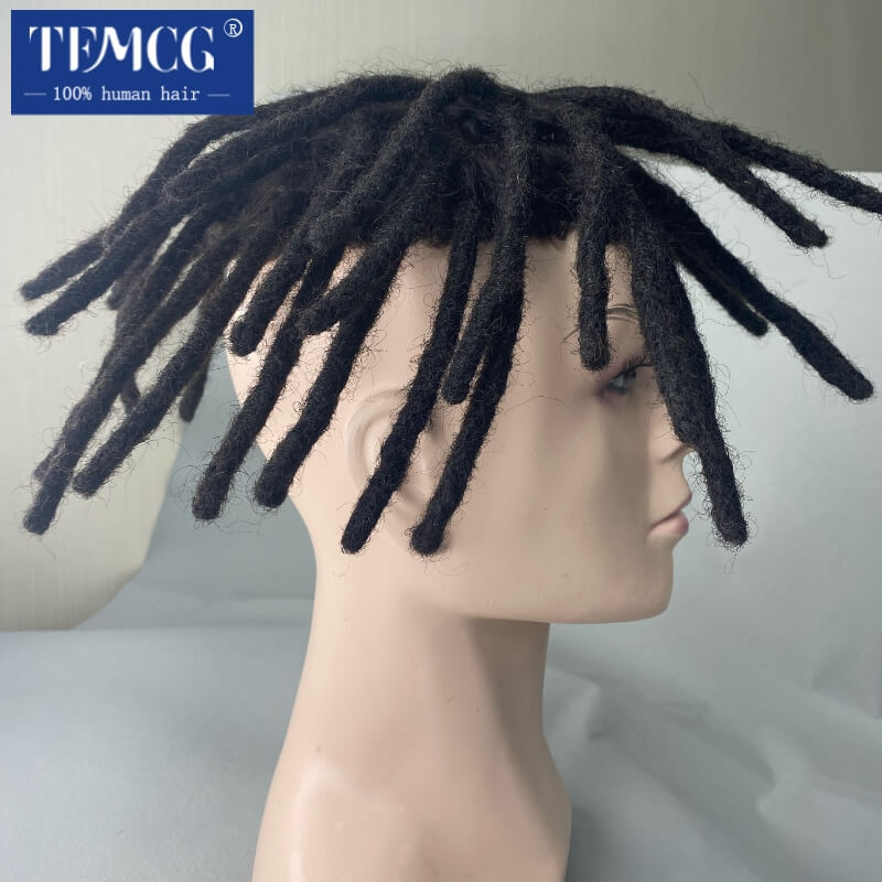 ドレッドロック男性ヘアプロテーゼかつら男性用モノラルアフロカーリーヘアシステムユニット黒人男性用 100% インド人毛男性のかつら