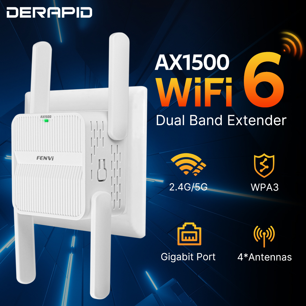 Fenvi WiFi6 AX1500 WiFi リピーター ルーター エクステンダー デュアル バンド信号ブースター 4*2DBI アンテナ ネットワーク アンプ WPS Wi-Fi 6