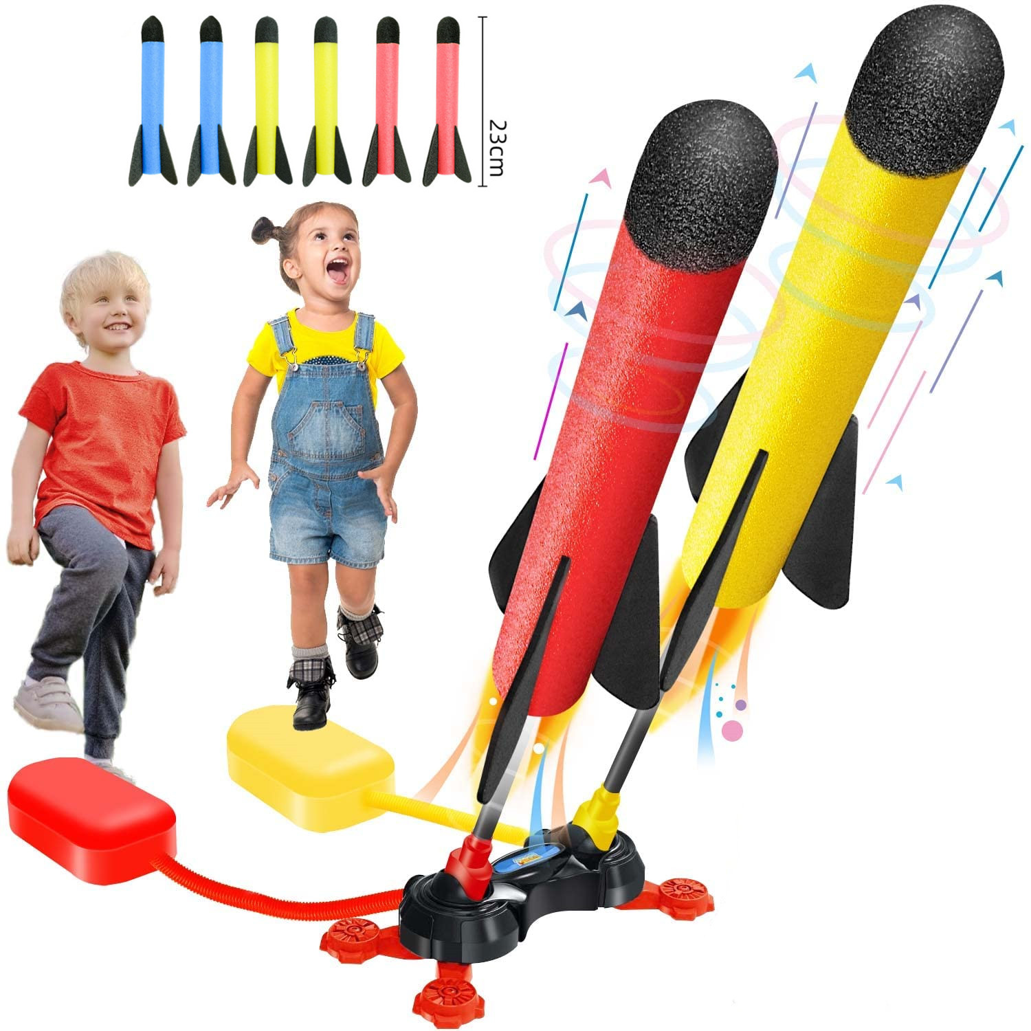Toy Rocket Launcher for Kids Jump Toys Eva Foam Rocket Parent Child Interaction Sports Toy Outdoor Game Play Set for Kid Adult