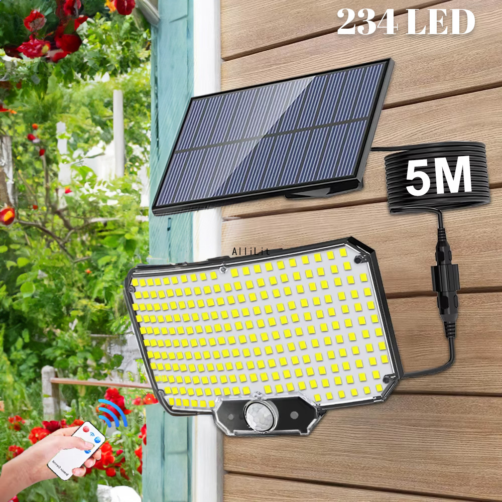 ソーラーライト屋外 234LED 3 モードモーションセンサーフラッドライトリモート IP65 防水セキュリティソーラーライト屋外用