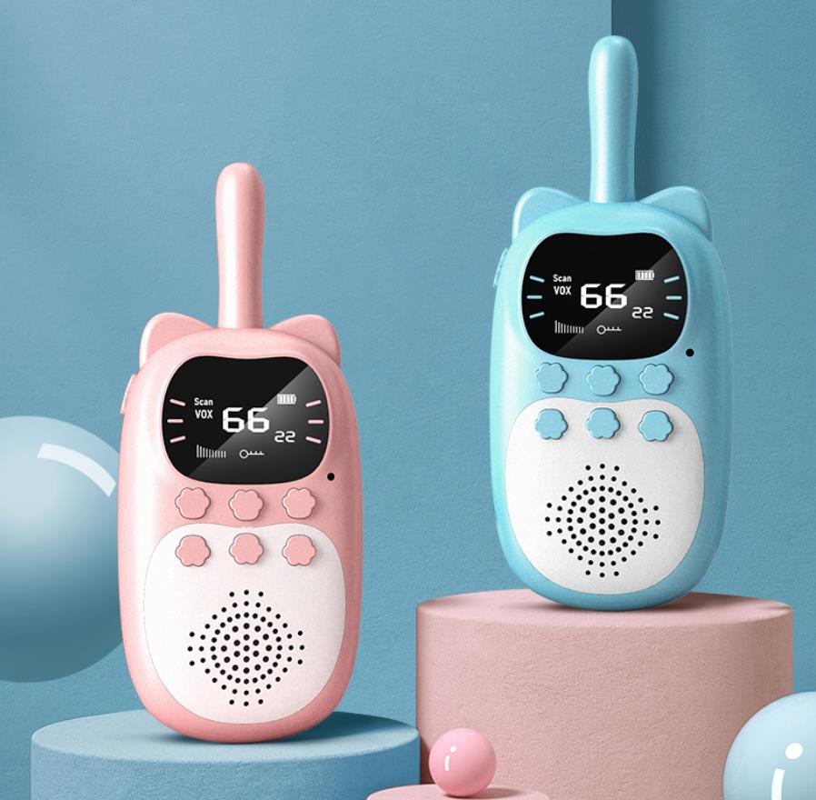 2 個子供トランシーバー充電式 1000mAh ハンドヘルド 0.5 ワット 3 キロラジオトランシーバーインターホン子供のおもちゃ誕生日ギフト