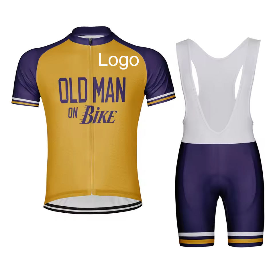 ロゴカスタマイズされたOLD MAN ON BIKEメンズサイクルジャージ半袖バイク服セット