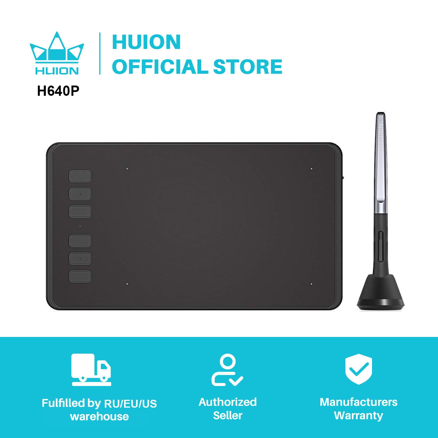 HUION H640P 6x4 インチデジタルタブレットグラフィック描画ペンタブレット 6 プレスキースタイラスバッテリーフリーペン OSU ゲーム Android Mac 用