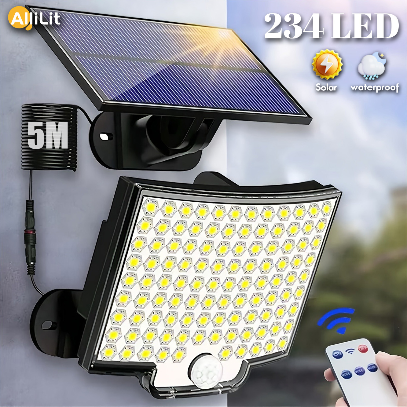 234LED ソーラーライト屋外 3 動作モード超高輝度モーションセンサー IP65 防水洪水壁セキュリティライトガレージヤード