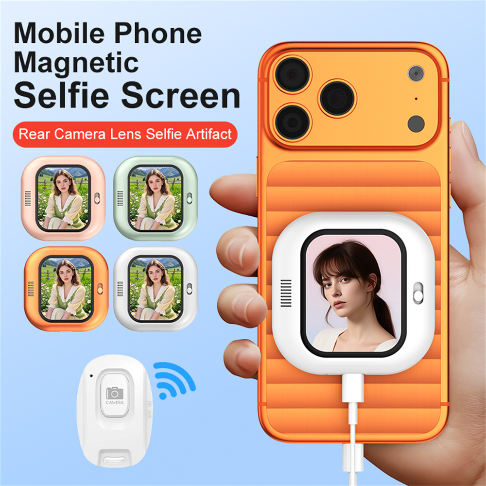 ミニ磁気電話自撮りスクリーン Bluetooth 電話モニター画面リアカメラ自撮り iPhone 17-12 Android Vlog ビデオ撮影用