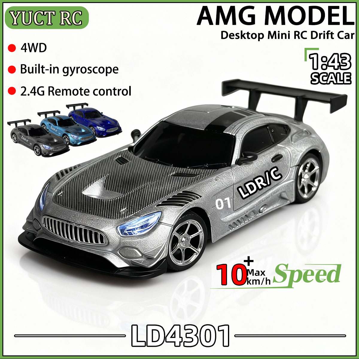 LD4301 1/43 スケール LDRC RC ドリフトカー AMG レプリカミニ 4WD フルプロポーション 2.4 グラムリモコンジャイロスコープおもちゃ誕生日ギフト