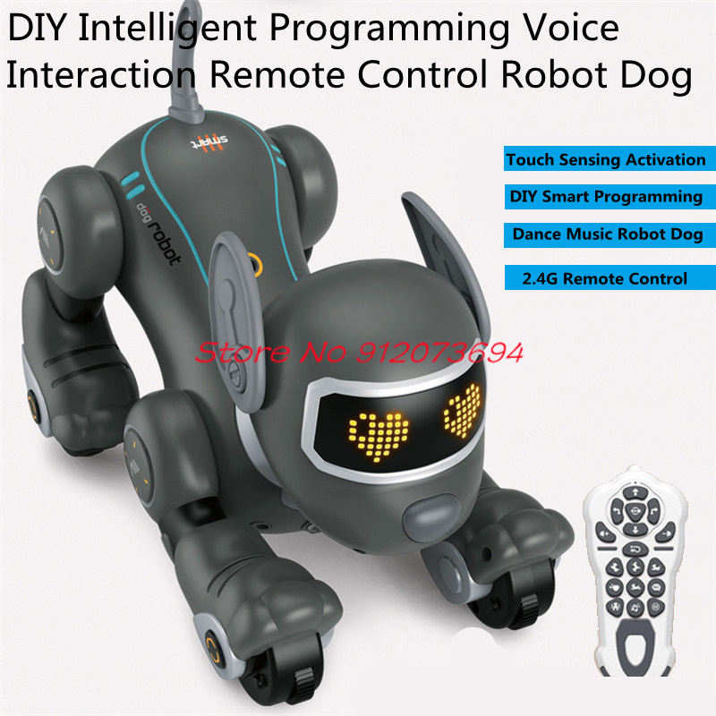 DIY スマートプログラミング音声インタラクションリモコンロボット犬 2.4 グラム楽しいフォロータッチセンシング演技かわいい RC 動物ロボット犬