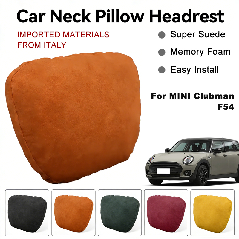 イタリアスエード車のネックレスト枕ミニクラブマン F54 シートヘッドネックサポートクッションオートインテリアアクセサリー