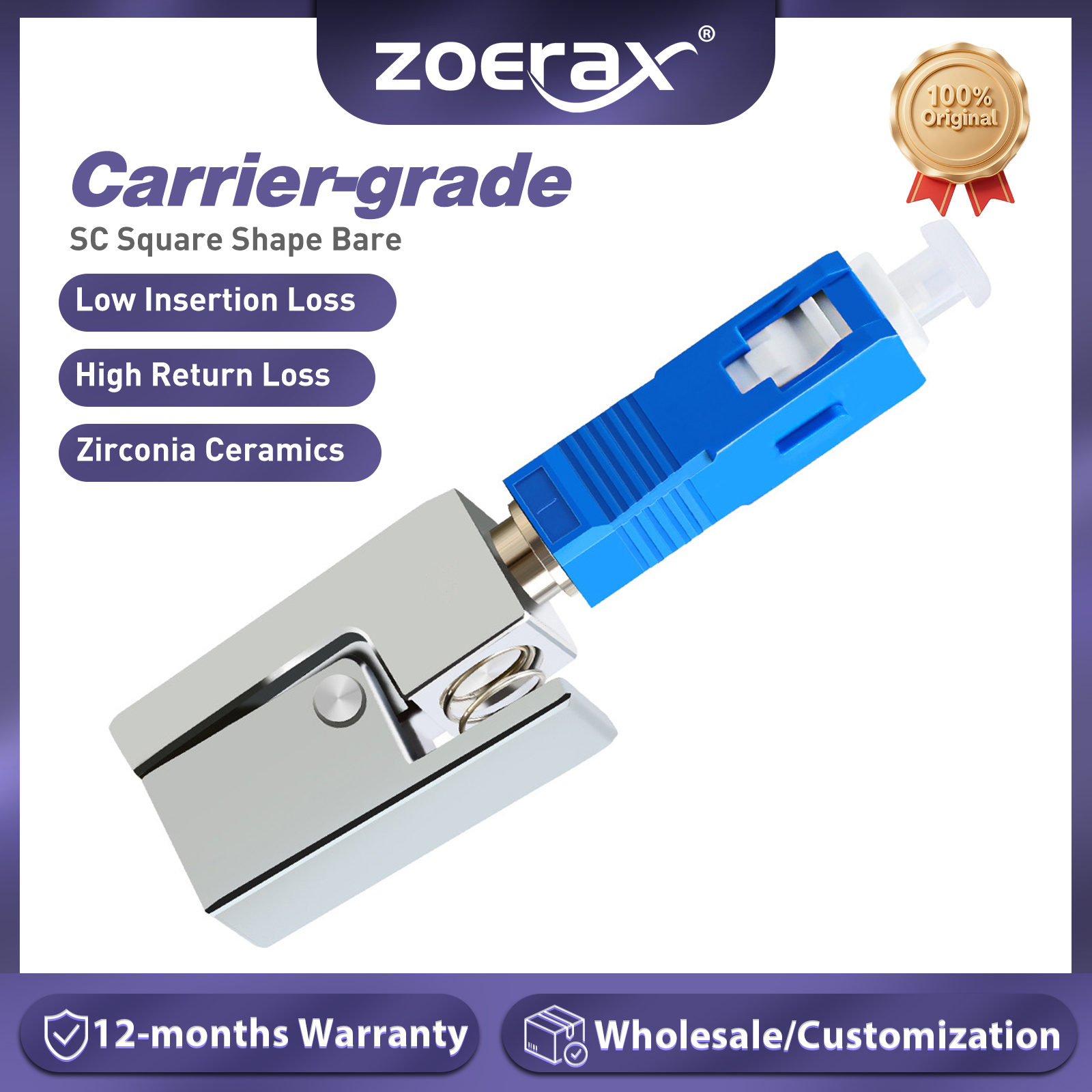 ZoeRax SC 角型裸光ファイバーアダプター FTTH ファイバーコネクター 赤色光ペン用 光パワーメーター OTDR カプラー