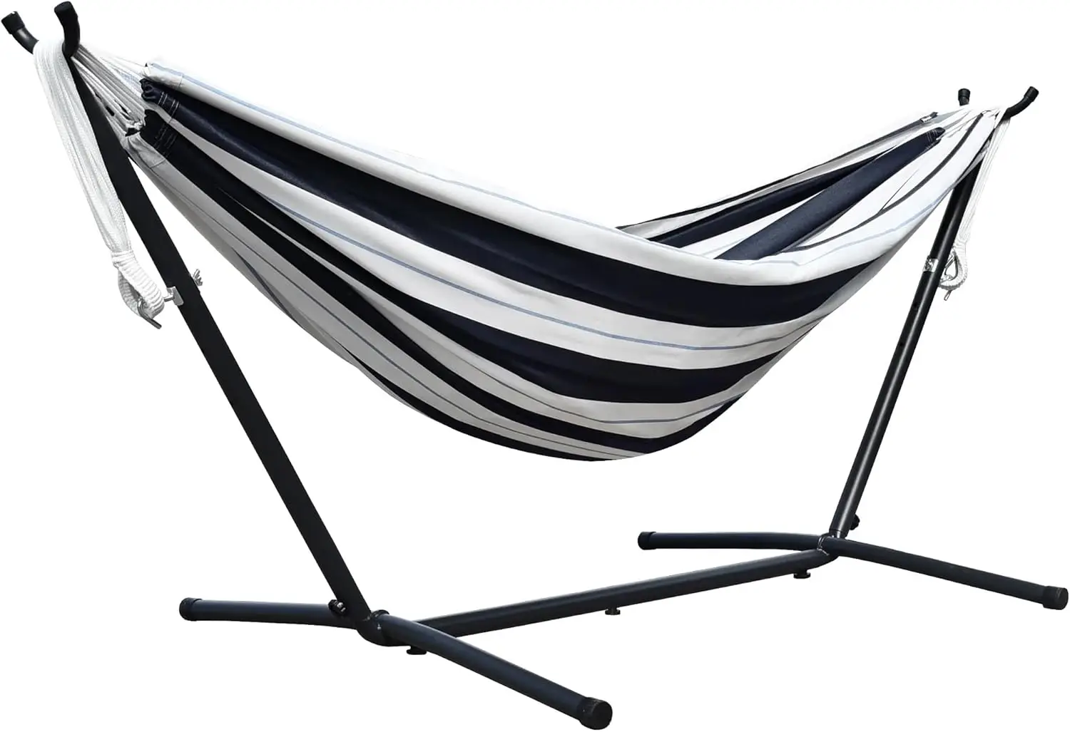 Double Sunbrella Hammock with Space-Saving Steel Stand, Heavy-Duty Portable Outdoor Hammock Set for Backyard, Patio, or Travel,