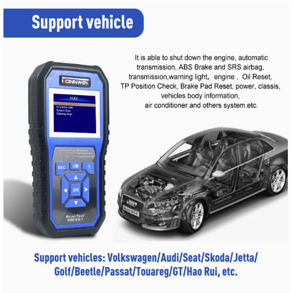 KW450 フルシステム車の診断ツールフォルクスワーゲンアウディ OBD2 スキャナ自動エンジン故障コードリーダー多機能車両