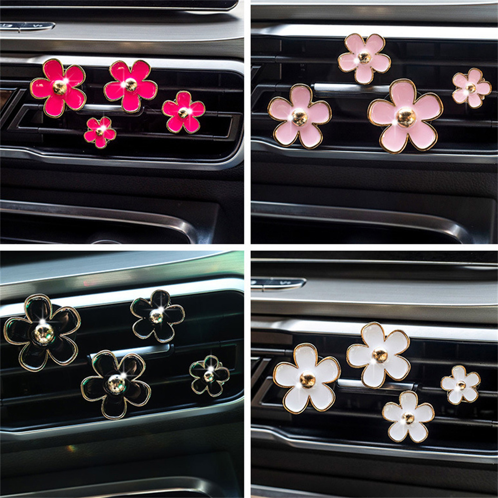 4 ピース/セット車の出口ベント香水クリップ車の芳香剤コンディショニングアロマ小さなデイジー室内装飾アクセサリー