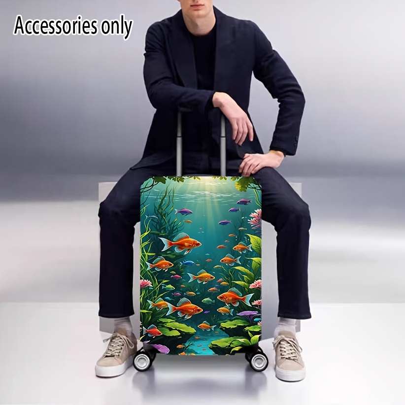 魚模様のラゲッジカバーは、防塵性と伸縮性に優れた旅行用アクセサリーで、18 ～ 32 インチのスーツケースに適しています。