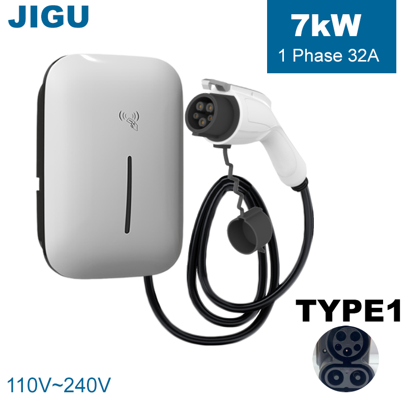 JIGU 1 相 TYPE1 7KW 32A EV ウォールボックス充電ステーション電気自動車充電器 WIFI/Bluetooth アプリ制御