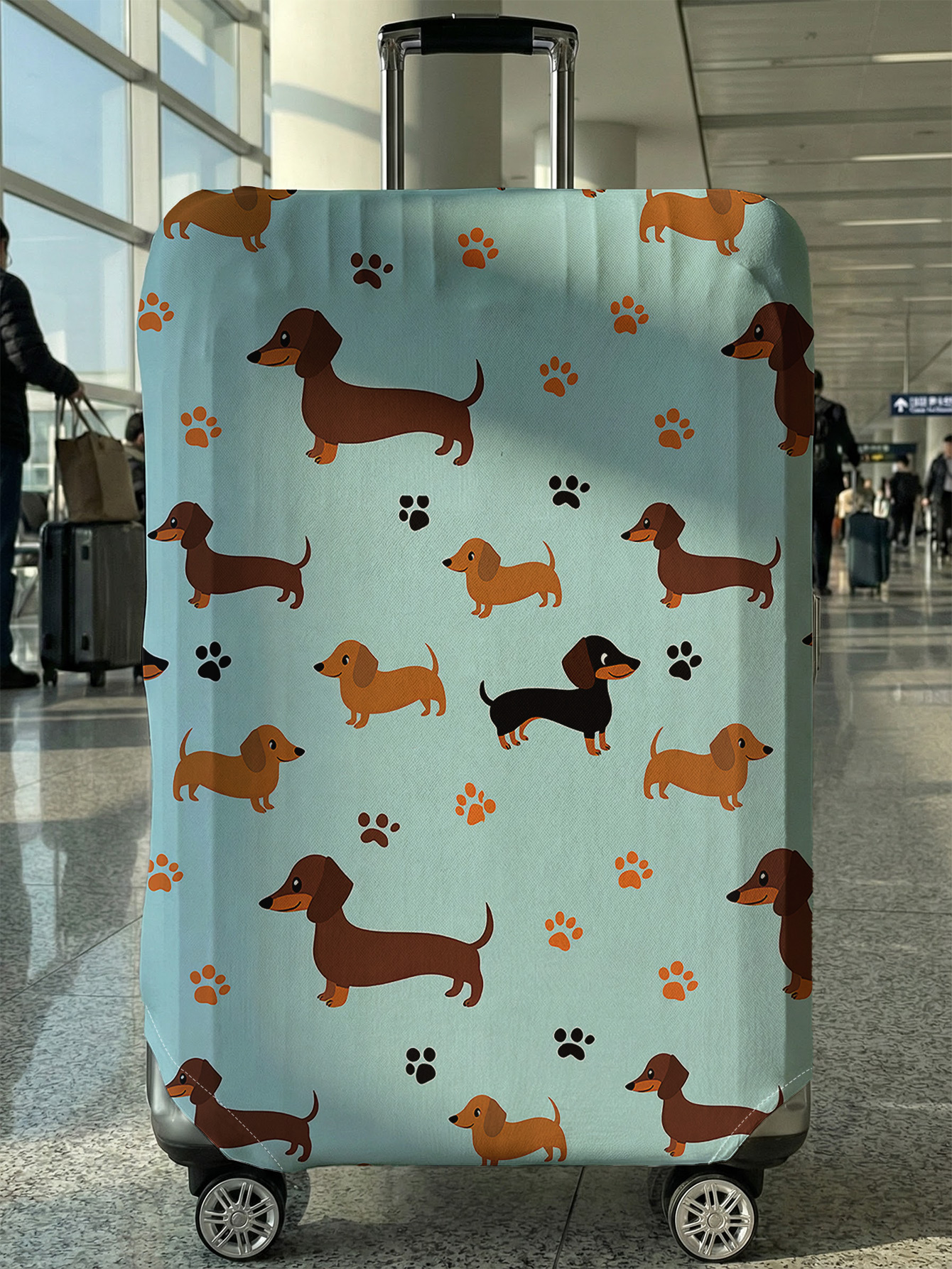 ソーセージ犬の足がプリントされた荷物保護カバー、18～32インチの荷物カバー、荷物ハンドルグローブ、トラベルアクセサーに適しています。