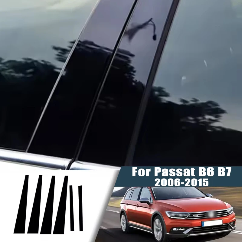 フォルクスワーゲンパサート B6 B7 2006-2015 2007 6 個ウィンドウセンターピラーフィルムトリムカバー B C ポストステッカー列車 Accessorie