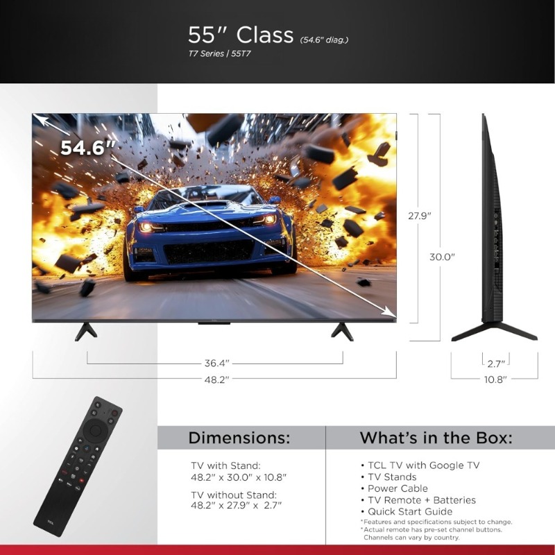 55 インチ 4K QLED HDR スマート テレビ 120Hz 高輝度 Google TV ドルビーアトモス Alexa 音声リモート ゲーム ストリーミング テレビ 2025