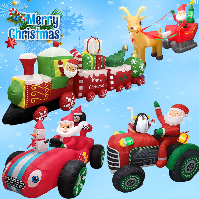インフレータブルおもちゃサンタ漫画車両クリスマス装飾モデルパーティー新年庭小道具屋内屋外クリスマス庭の装飾