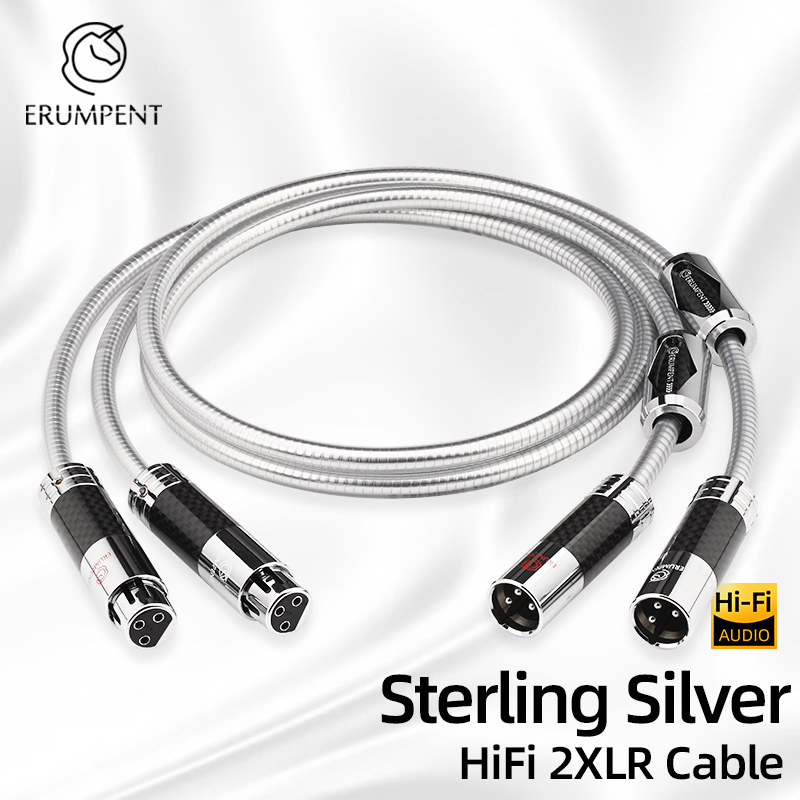 1 ペア ハイエンド スターリング シルバー XLR バランス ケーブル カーボンファイバー アダプター付き XLR プラグ オス - メス アンプ CD マイク用