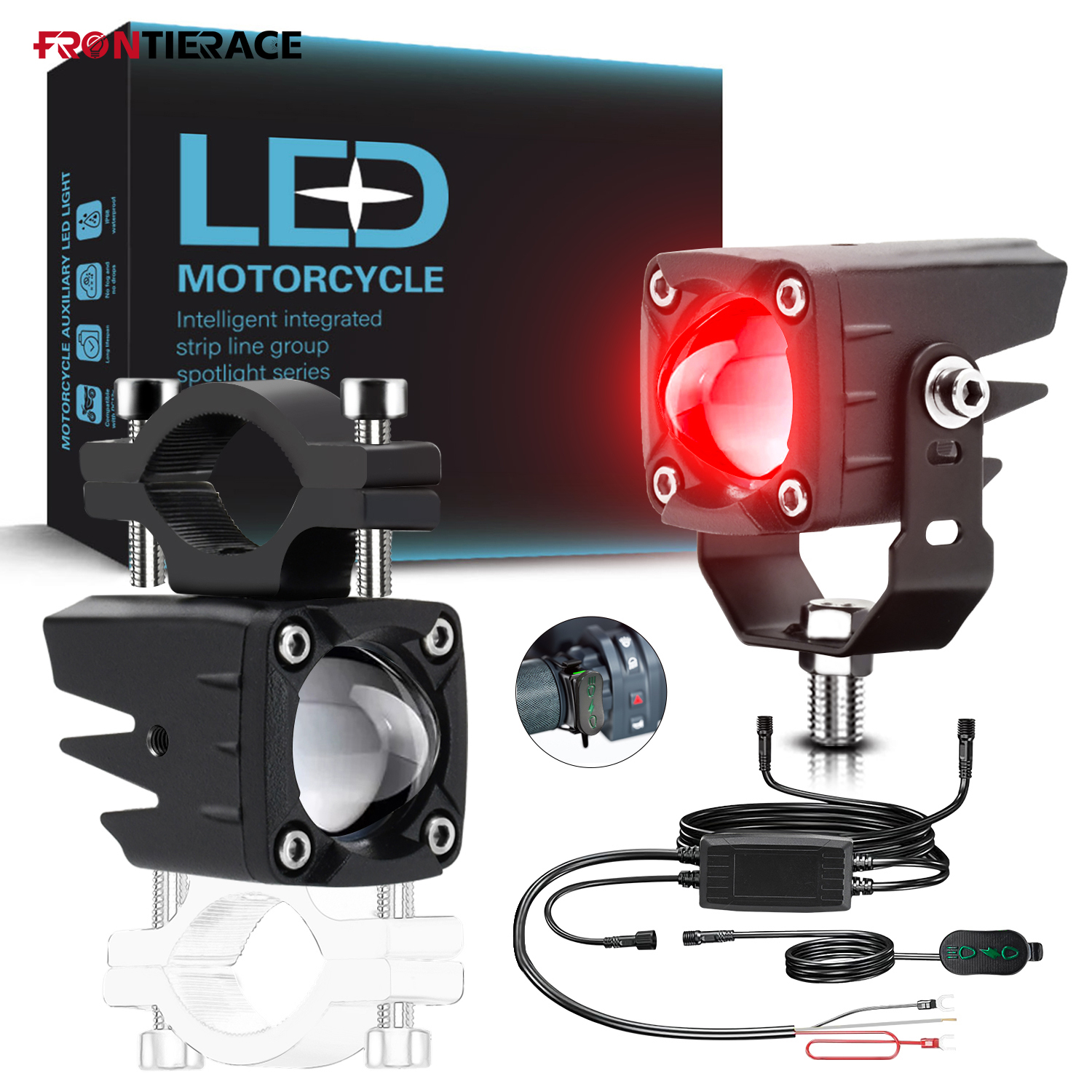 Led 180 ワット灯台オートバイヘッドライトフォグランププロジェクターレッドエンジェル 12V 24V 超高輝度ファラオフロード 4X4 ATV SUV UTV