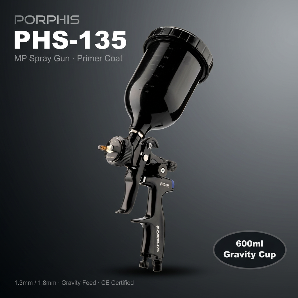 オリジナルポルフィススプレーガン PHS-135 1.3 ミリメートル/1.8 ミリメートルノズル塗装車エアログラフ修理スプレーガンエアツールオイルと水性ペイント
